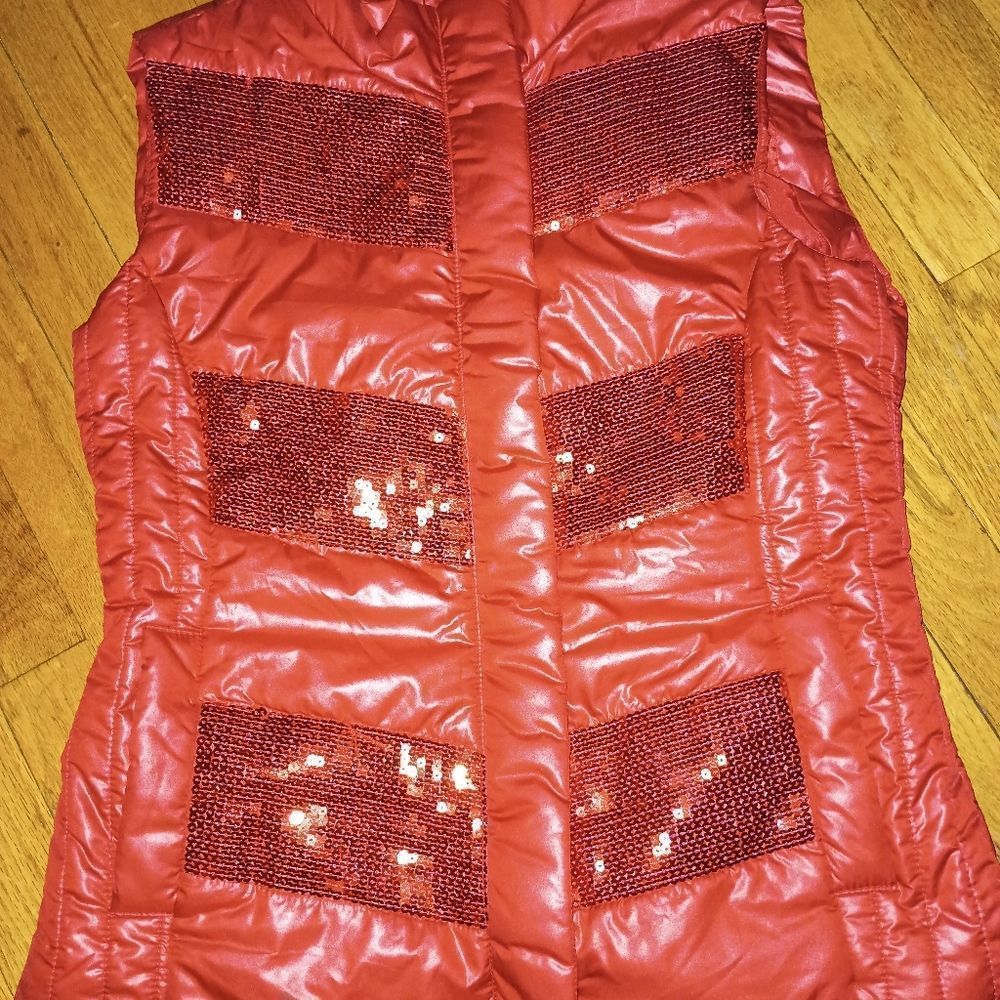 Pre loved puffy sequence jacket vest